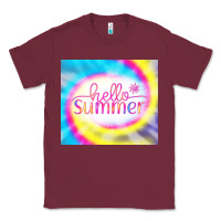 Burgundy Hello Summer Tie Dye Tumbler Classic Tee - CowCowDesign