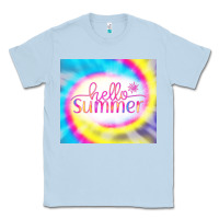 Dusty Blue Hello Summer Tie Dye Tumbler Classic Tee - CowCowDesign