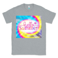 Heather Grey Hello Summer Tie Dye Tumbler Classic Tee - CowCowDesign