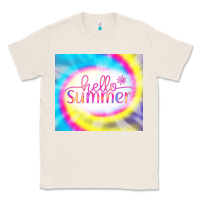 Natural Hello Summer Tie Dye Tumbler Classic Tee - CowCowDesign