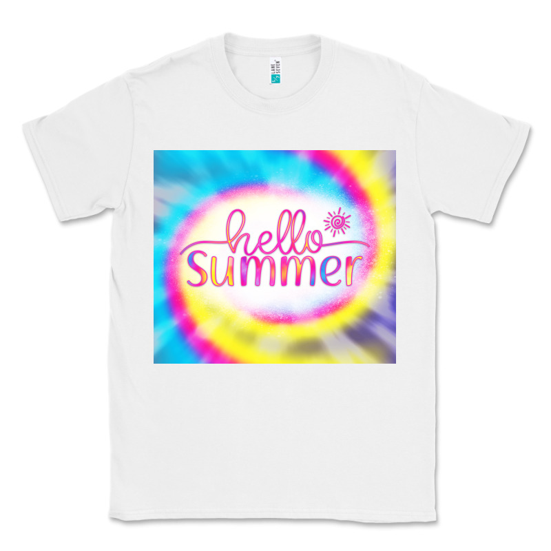 Hello Summer Tie Dye Tumbler Classic Tee by CowCowDesign | Teevron