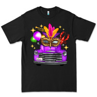 Black Mardi Gras Truck Leopard Mask Premium Tee - FaDigitalArtStudio