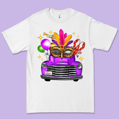 Mardi Gras Truck Leopard Mask Premium Tee Designed By Fadigitalartstudio
