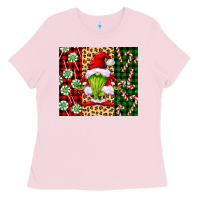 Bubblegum Pink green christmas gnome Ladies Tee - FaDigitalArtStudio