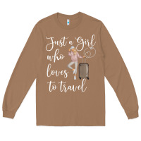 Toasted Coconut just a girl who loves to travel traveling women nomad t shirt Long Sleeve Tee - baoMotion