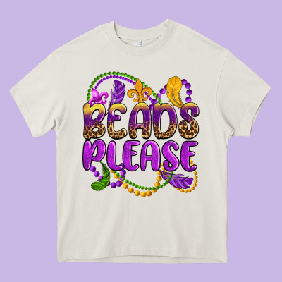 Beads Please Mardi Gras Heavy Core Tee Designed By Oliviacreatesart