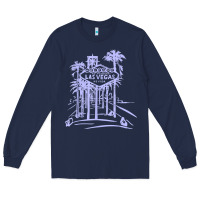 Navy las vegas strip retro famous sign nevada traveler souvenir t shirt Long Sleeve Tee - baoMotion