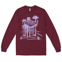 Burgundy las vegas strip retro famous sign nevada traveler souvenir t shirt Long Sleeve Tee - baoMotion