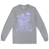 Heather Grey las vegas strip retro famous sign nevada traveler souvenir t shirt Long Sleeve Tee - baoMotion