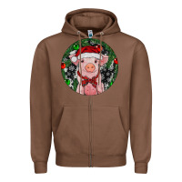 Chestnut Sitting Pig Christmas Zipper Hoodie - RanaPortraitStore