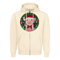 Sandshell Sitting Pig Christmas Zipper Hoodie - RanaPortraitStore