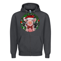 Smoke Sitting Pig Christmas Zipper Hoodie - RanaPortraitStore