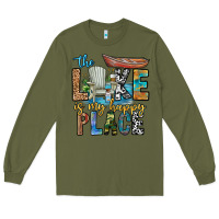 Army Green the lakes my happy place Long Sleeve Tee - CowhideDigitalArt