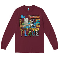 Burgundy the lakes my happy place Long Sleeve Tee - CowhideDigitalArt