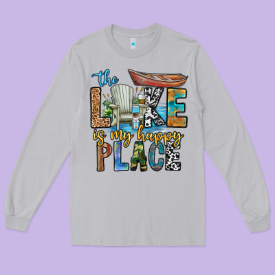 The Lakes My Happy Place Long Sleeve Tee Designed By Cowhidedigitalart