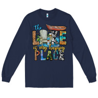 Navy the lakes my happy place Long Sleeve Tee - CowhideDigitalArt