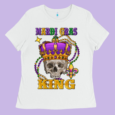 Skull Mardi Gras King Ladies Tee Designed By Fadigitalartstudio