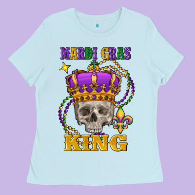 Skull Mardi Gras King Ladies Tee Designed By Fadigitalartstudio