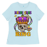 Baby Blue skull mardi gras king Ladies Tee - FaDigitalArtStudio