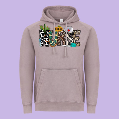 Nurse Leopard And Cowhide Vintage Hoodie Designed By Cowhidedigitalart