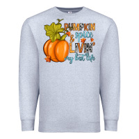 Heather Grey Pumpkin spice and livin' my best life Premium Sweatshirt - RanaPortraitStore
