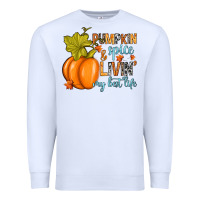 White Pumpkin spice and livin' my best life Premium Sweatshirt - RanaPortraitStore