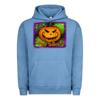Pigment Pebble Blue happy halloween jack o' lantern pumpkin Urban Hoodie - Jasminsmagicworld