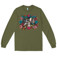 Army Green Happy Easter Long Sleeve Tee - CowhideDigitalArt