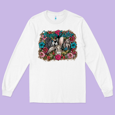 Happy Easter Long Sleeve Tee Designed By Cowhidedigitalart