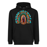 Black Lady Of Guadalupe Rainbow Heavyweight Hoodie - RanaPortraitStore