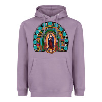 Lavender Lady Of Guadalupe Rainbow Heavyweight Hoodie - RanaPortraitStore