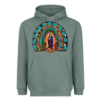 Sage Lady Of Guadalupe Rainbow Heavyweight Hoodie - RanaPortraitStore