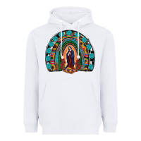 White Lady Of Guadalupe Rainbow Heavyweight Hoodie - RanaPortraitStore