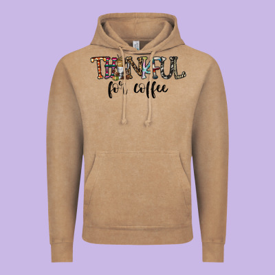 Thankful For Coffee Vintage Hoodie Designed By Cowhidedigitalart