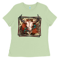 Matcha Western Bull Skull Ladies Tee - FaDigitalArtStudio