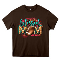 Chocolate Brown blessed american football mom lightbulb letters Heavy Core Tee - OliviaCreatesArt