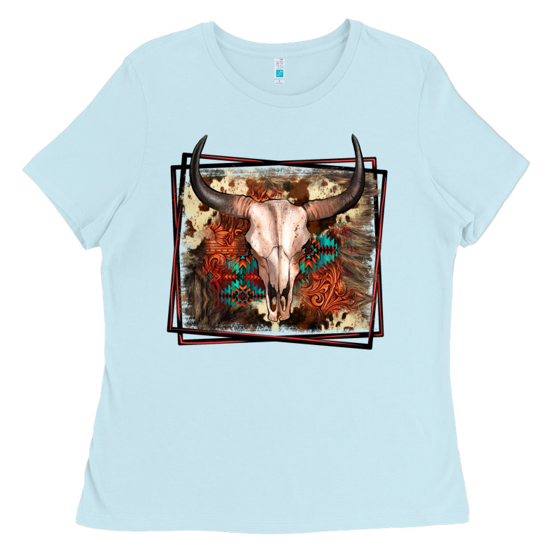 Western Bull Skull Ladies Tee by FaDigitalArtStudio | Teevron