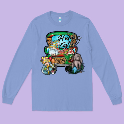 Happy Easter Long Sleeve Tee Designed By Cowhidedigitalart