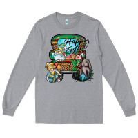 Heather Grey Happy Easter Long Sleeve Tee - CowhideDigitalArt