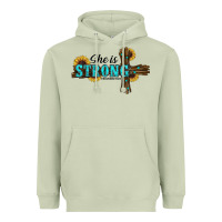 Matcha She Is Strong Western Cross Heavyweight Hoodie - RanaPortraitStore
