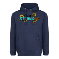 Navy She Is Strong Western Cross Heavyweight Hoodie - RanaPortraitStore