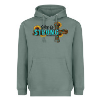 Sage She Is Strong Western Cross Heavyweight Hoodie - RanaPortraitStore