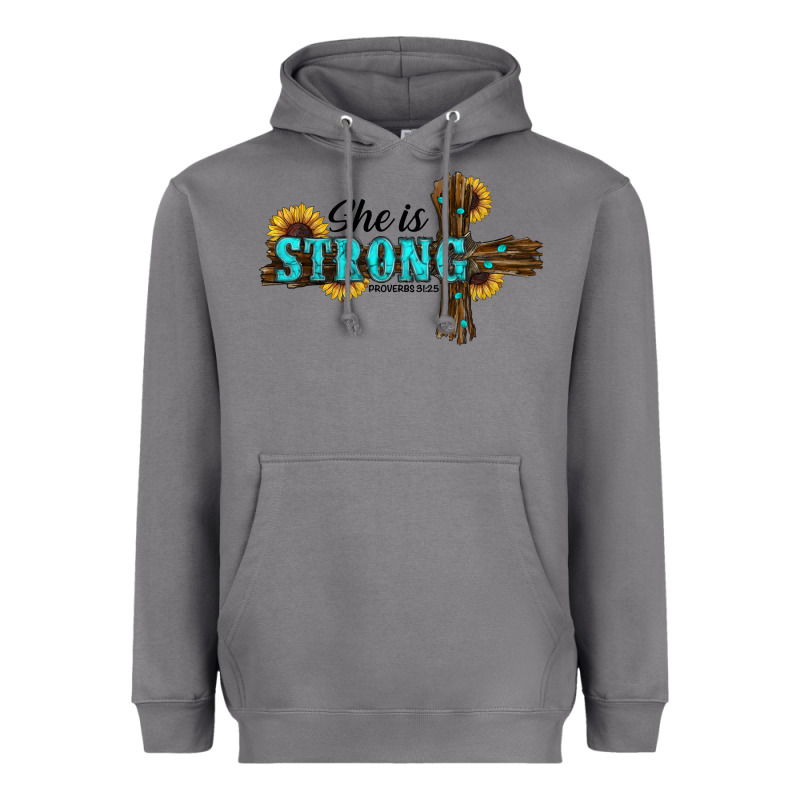 She Is Strong Western Cross Heavyweight Hoodie by RanaPortraitStore | Teevron