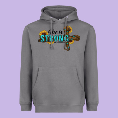 She Is Strong Western Cross Heavyweight Hoodie Designed By Ranaportraitstore