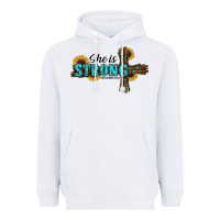 White She Is Strong Western Cross Heavyweight Hoodie - RanaPortraitStore