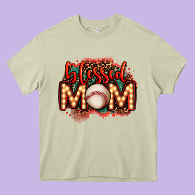 Blessed Baseball Mom Lightbulb Letters Heavy Core Tee Designed By Oliviacreatesart