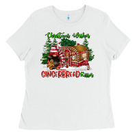 White christmas wishes gingerbread kisses Ladies Tee - FaDigitalArtStudio