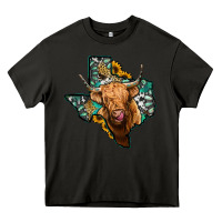 Asphalt texas map highland cow Heavy Core Tee - Jasminsmagicworld