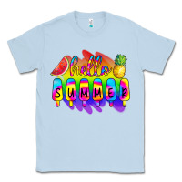 Dusty Blue Hello Summer Tie Dye Classic Tee - CowCowDesign