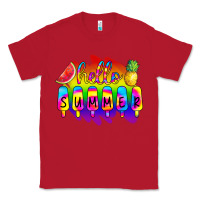 Red Hello Summer Tie Dye Classic Tee - CowCowDesign